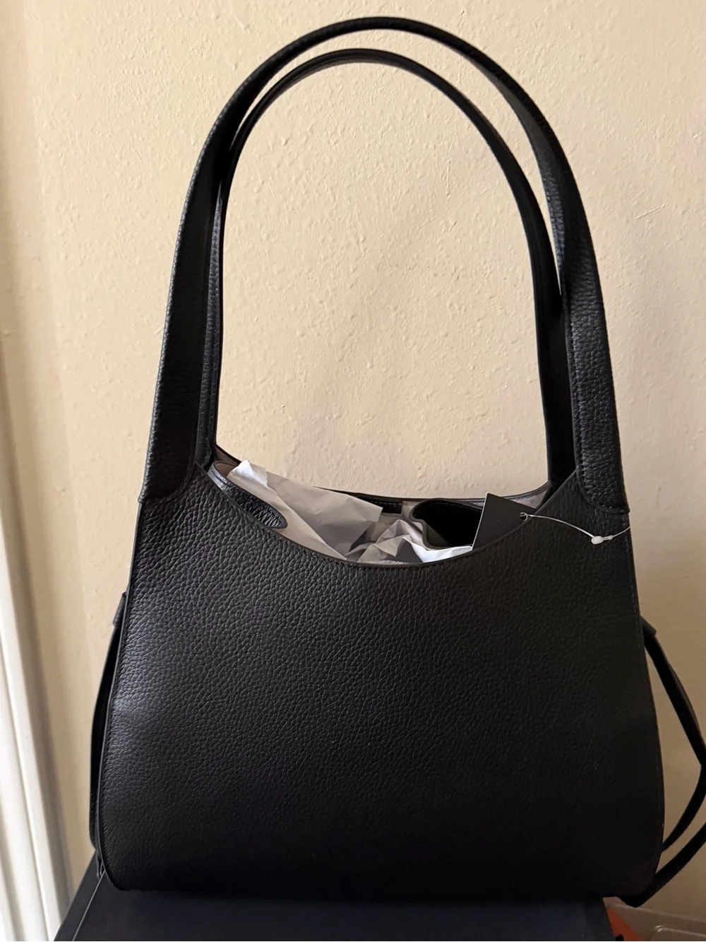 kate spade Black Pebbled Leather Tote with Gold Logo- NWT